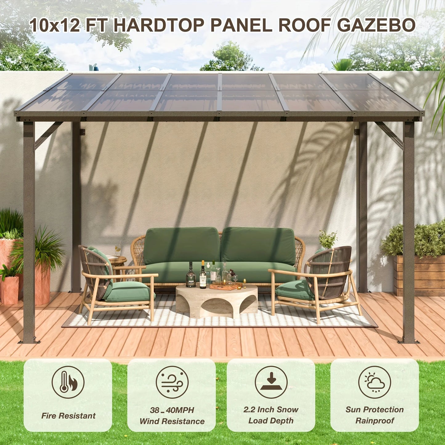 POLAR AURORA 10x12FT Hardtop Gazebo, Aluminum Frame & Galvanized Roof All-Weather Pavilion for Patio, Backyard w/ Easy Assemble