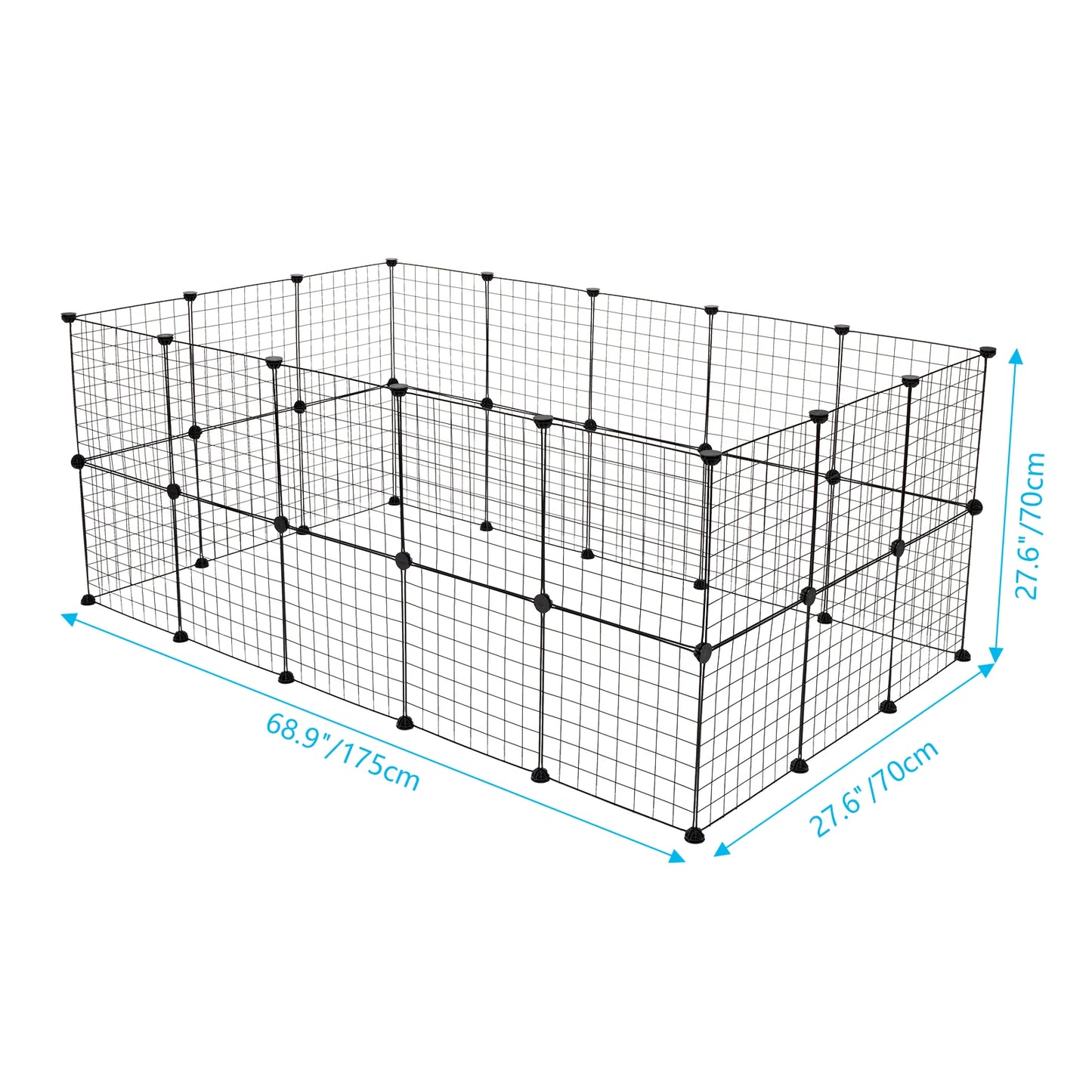Pet Playpen: 24pcs (8pcs Free) Portable Metal Wire Fence for Guinea Pigs, Rabbits - Indoor Small Animal Cage/Tent (Black)