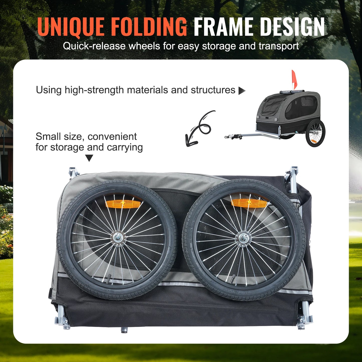 SucceBuy 88lbs Dog Bike Trailer Pet Cart Bicycle Carrier with Wheels Coupler Reflectors Flag Collapsible to Store for Dogs