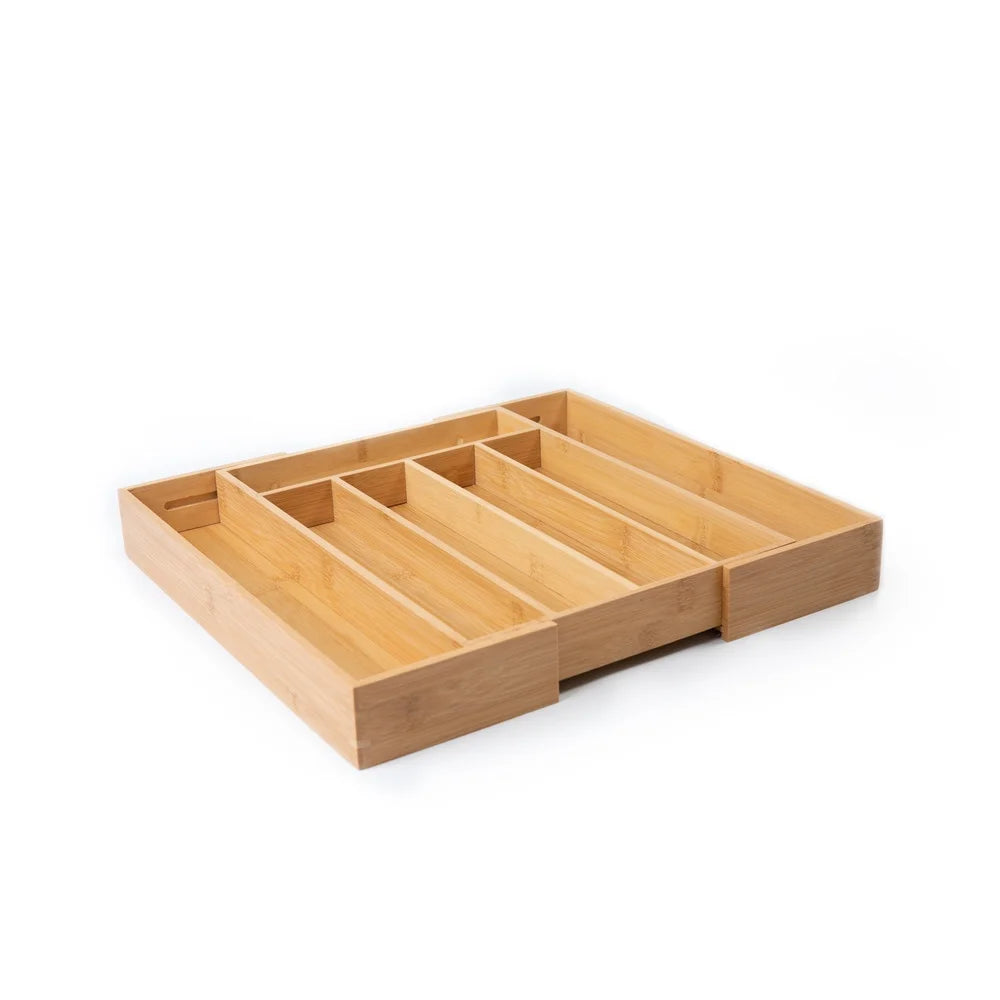 Expandable Bamboo Silverware Organizer Adjustable Cutlery Tray Kitchen Drawer Storage Utensil Holder Durable Water-resistant 5-7