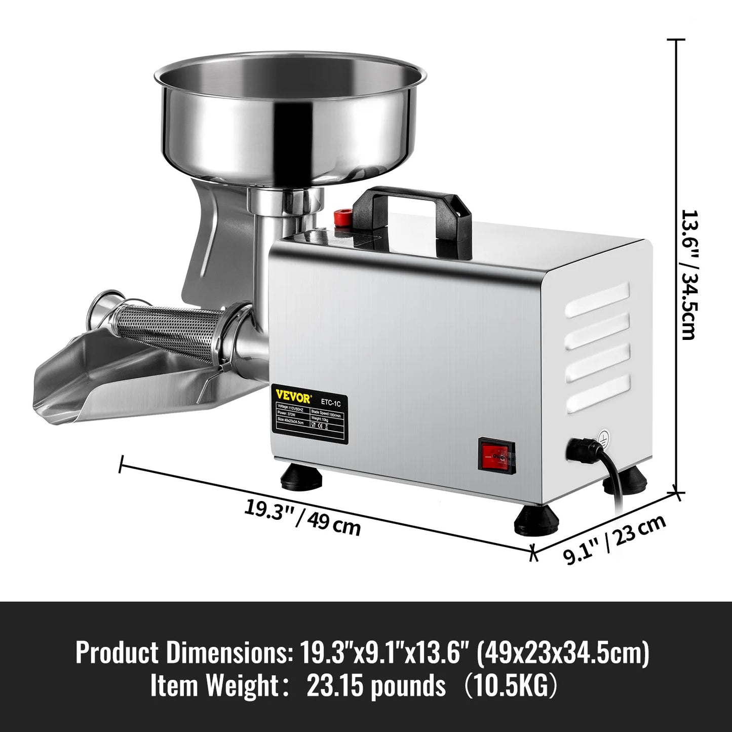 SucceBuy Electric Fruit Press Strainer Machine Commercial Food Strainer Sauce Maker Stainless Steel Tomato Milling Tool
