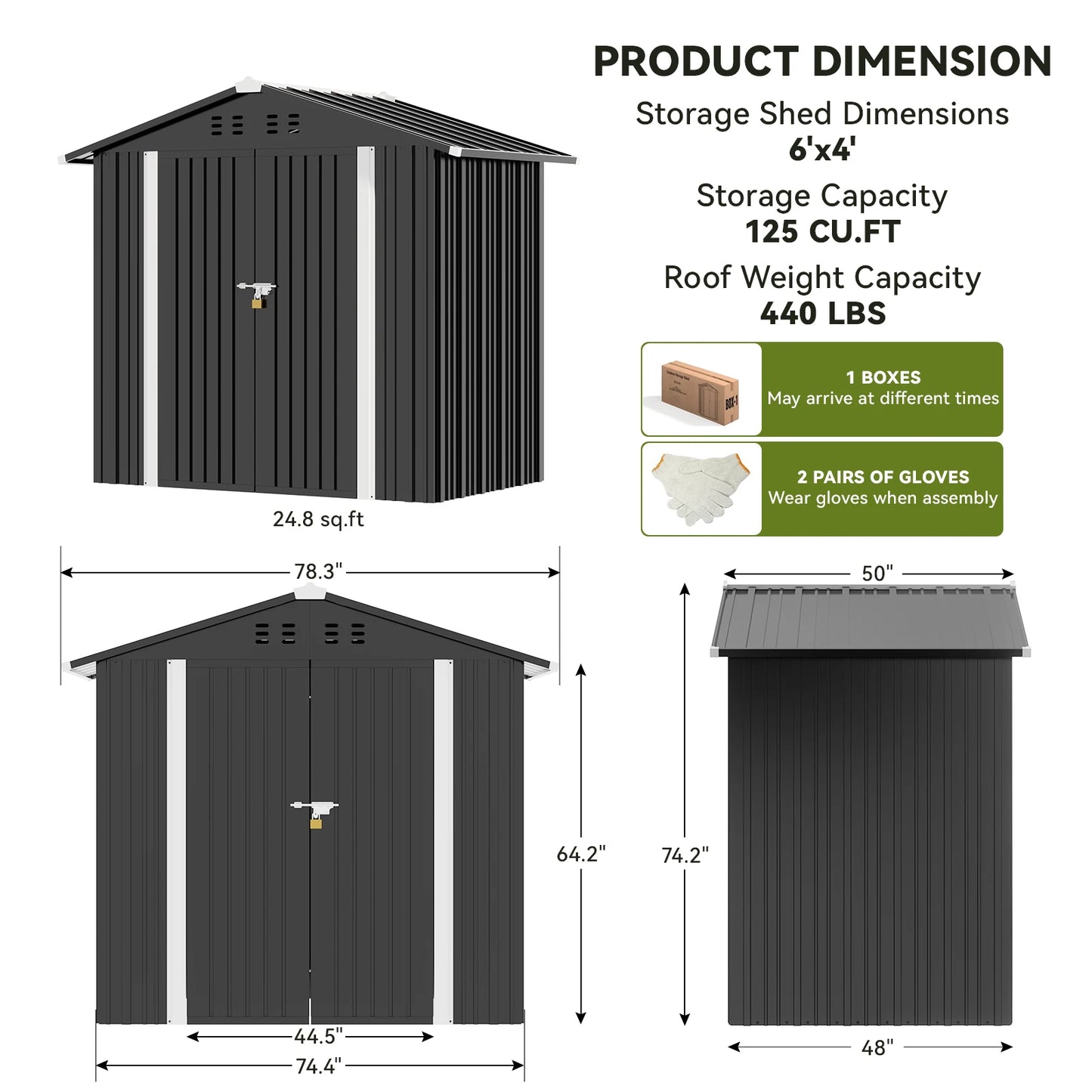 Comhoma Shed Outdoor Storage Shed Metal, Lockable Doors Tool Sheds with Sloping Roof, Steel Garden Shed with Air Vent