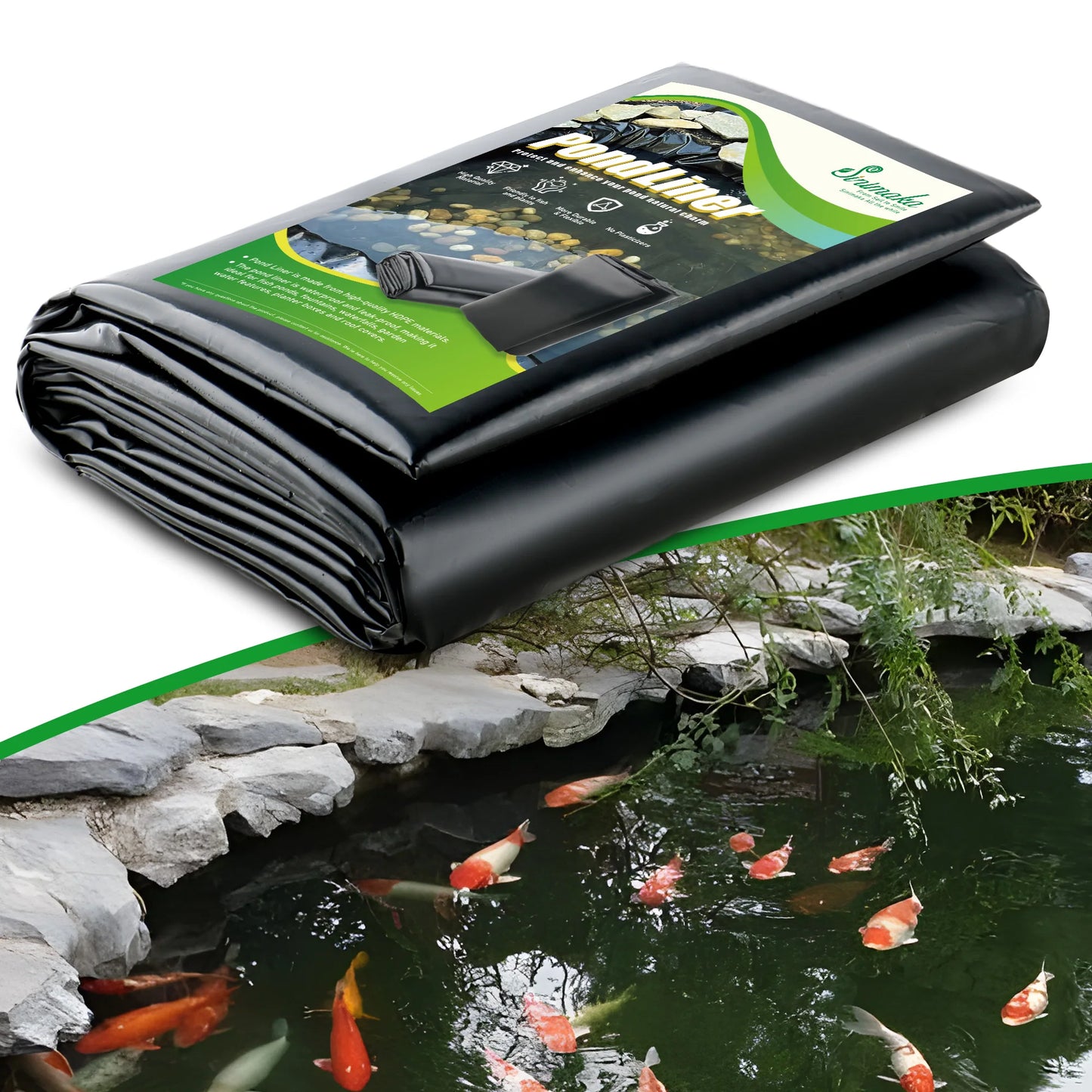Pond Liner 26x33Ft,HDPE Large Pond Liners for Outdoor Ponds, Pond Liners for Fish, Koi, Water Garden, Waterfall, Fountain