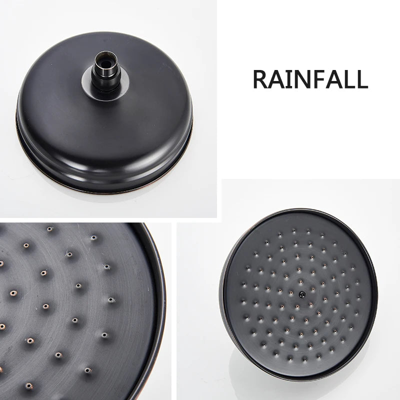 Black Bronze Bathroom Shower Faucet Set Wall Mount Dual Handle with Handshower Brass Bathroom Shower Hot Cold Water  Mixer Tap