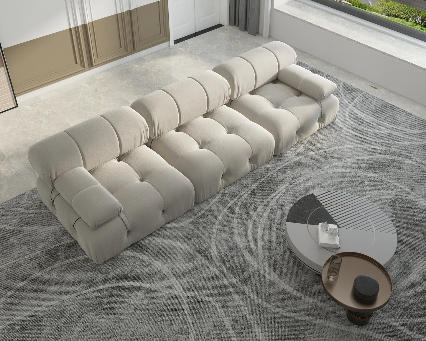 Sdorens Modern Velvet Modular Sectional Sofa Set 3 Seat Convertible