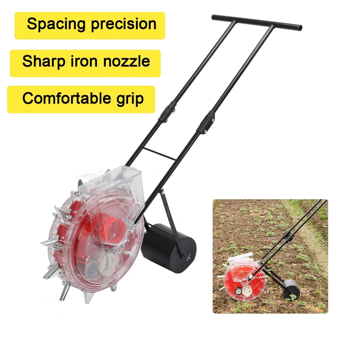 Manual Seeder Roller Hand-Push Garden Seeder Row Planter Corn Planter for Soy Peanut Cotton