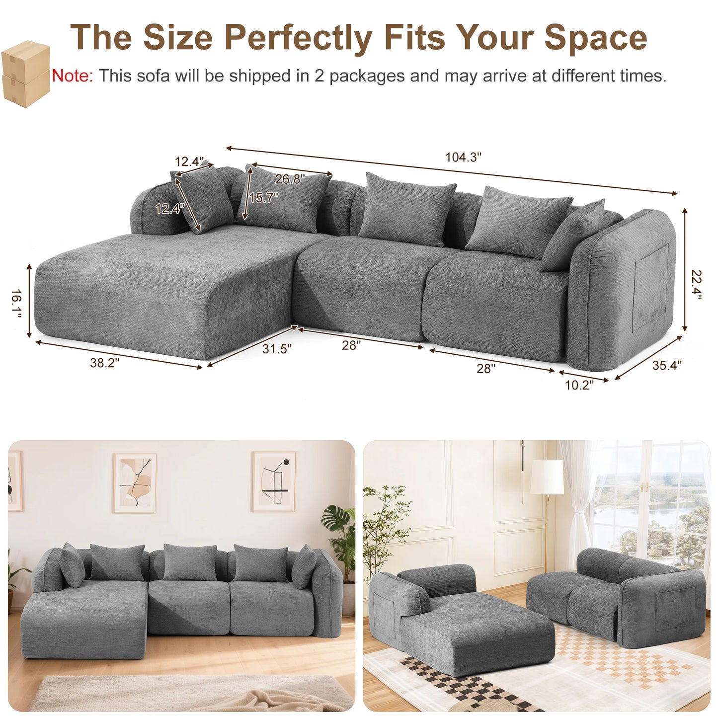 Redlife Sherpa Modular Cloud Sofa For Small Living Room