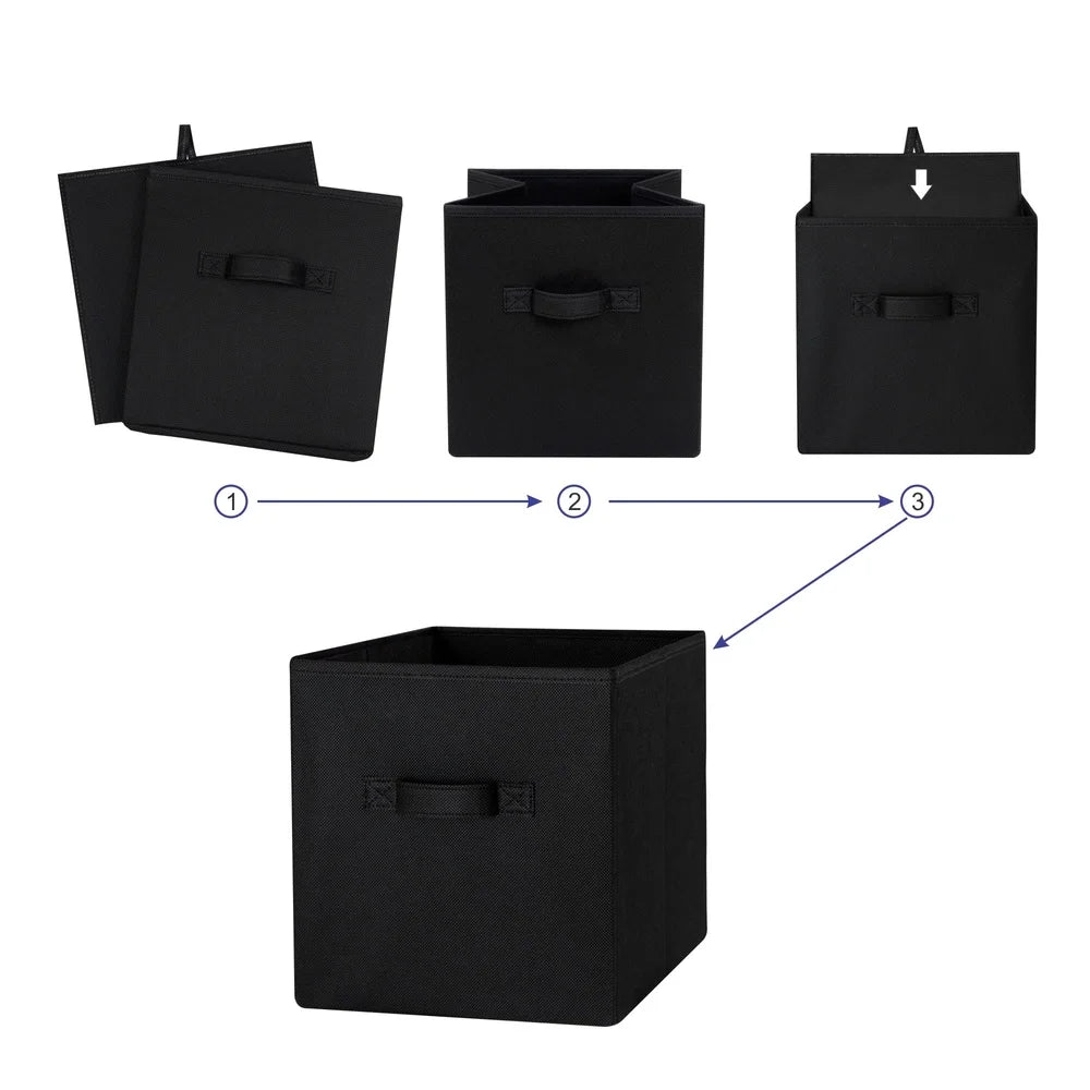 Collapsible Cube Storage Bins 6 Pack Fabric Organizer with Carry Handles Ideal Books Clothes Home Office Organization
