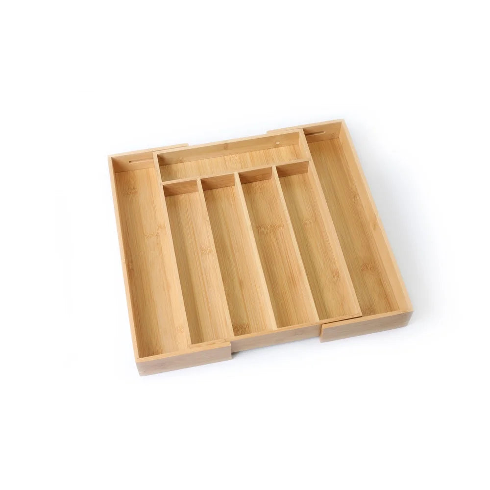 Expandable Bamboo Silverware Organizer Adjustable Cutlery Tray Kitchen Drawer Storage Utensil Holder Durable Water-resistant 5-7