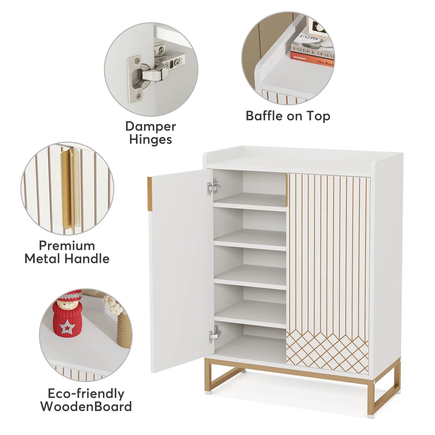 Tribesigns 5-Tier Shoe Cabinet With Doors For Bedroom Hallway