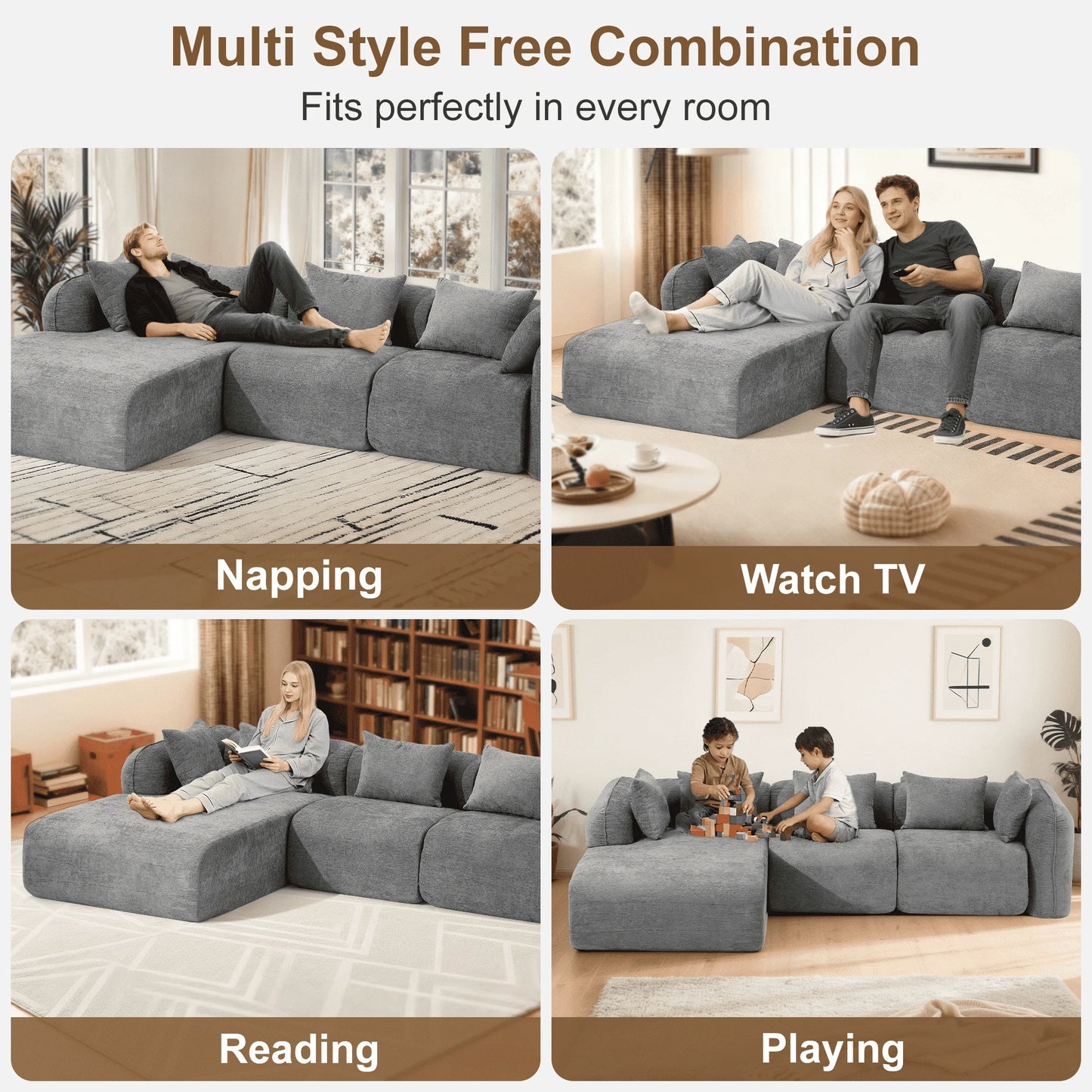 Redlife Sherpa Modular Cloud Sofa For Small Living Room