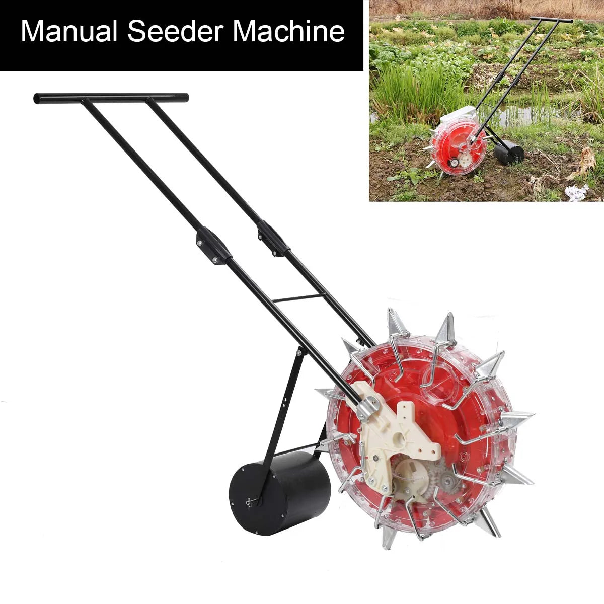 Manual Seeder Roller Hand-Push Garden Seeder Row Planter Corn Planter for Soy Peanut Cotton