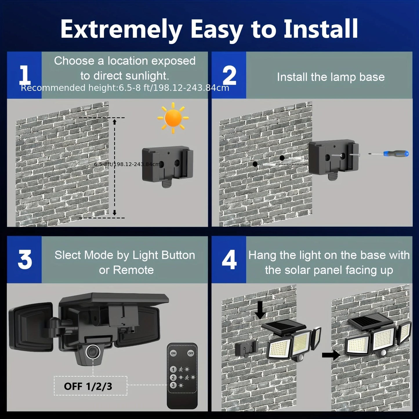 SZRSTH 3 Pack Solar Motion Sensor Outdoor Lights For Porch