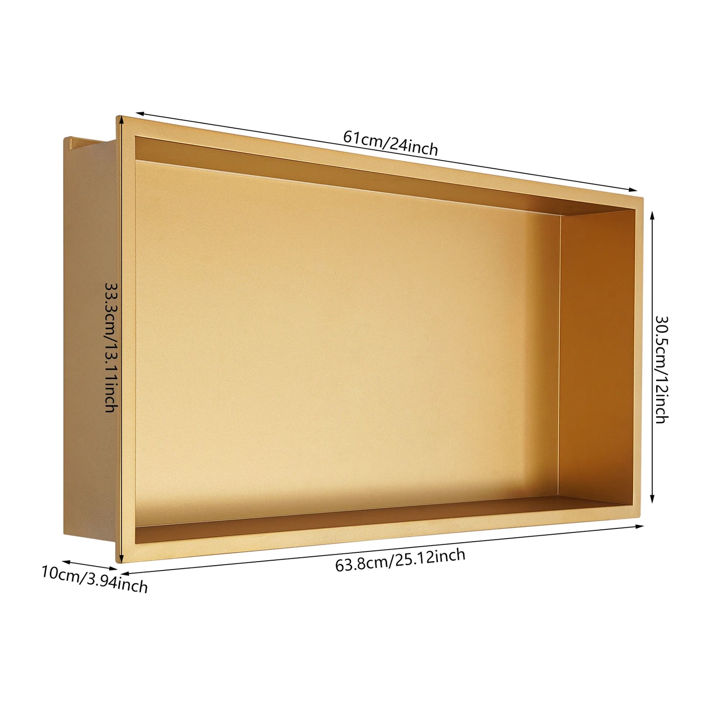 Gold Shower Niche with Lighting Embedded Bathroom Recessed Wall Shelf LED Stainless Steel Shower Niche for Kitchen Hotel