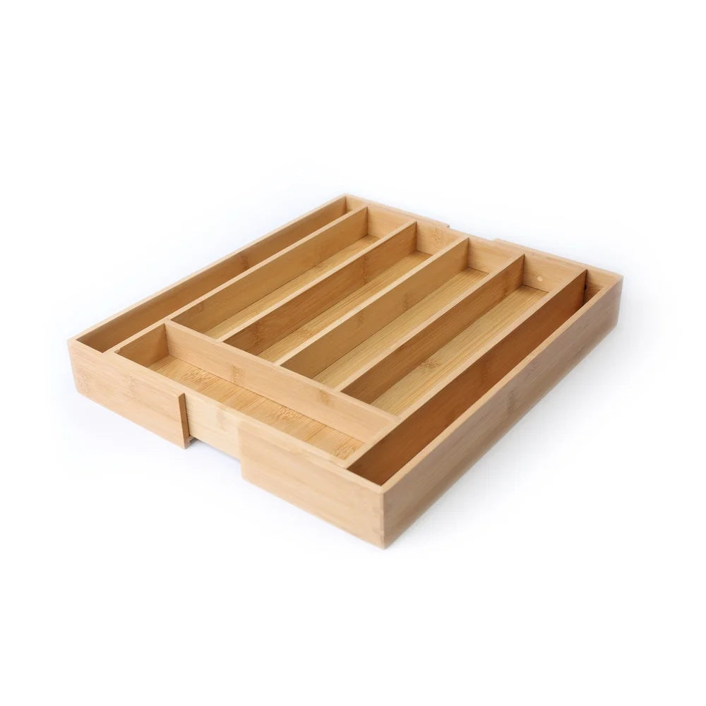 Expandable Bamboo Silverware Organizer Adjustable Cutlery Tray Kitchen Drawer Storage Utensil Holder Durable Water-resistant 5-7