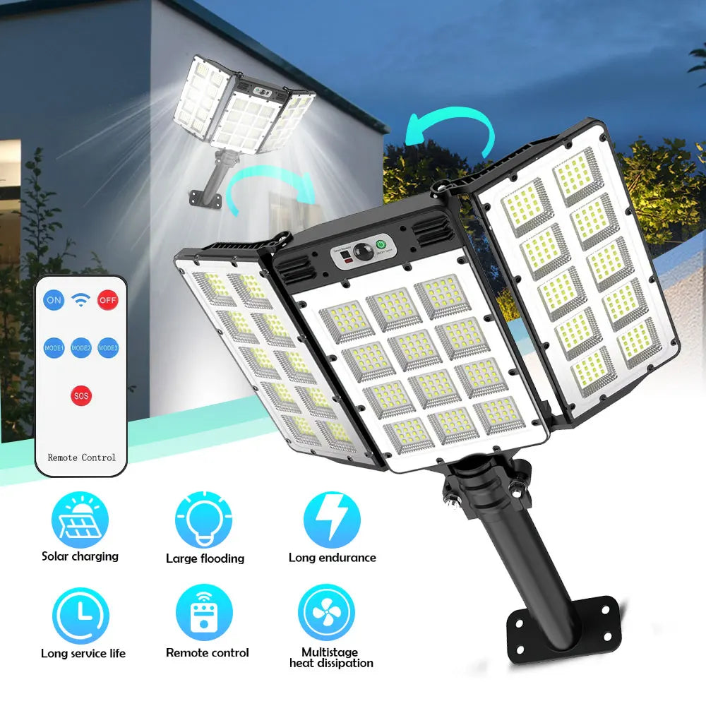 LED 800LED Solar Motion Sensor Flood Lights IP66 Remote Control