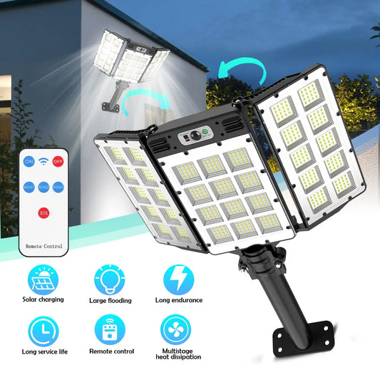 LED 800LED Solar Motion Sensor Flood Lights IP66 Remote Control