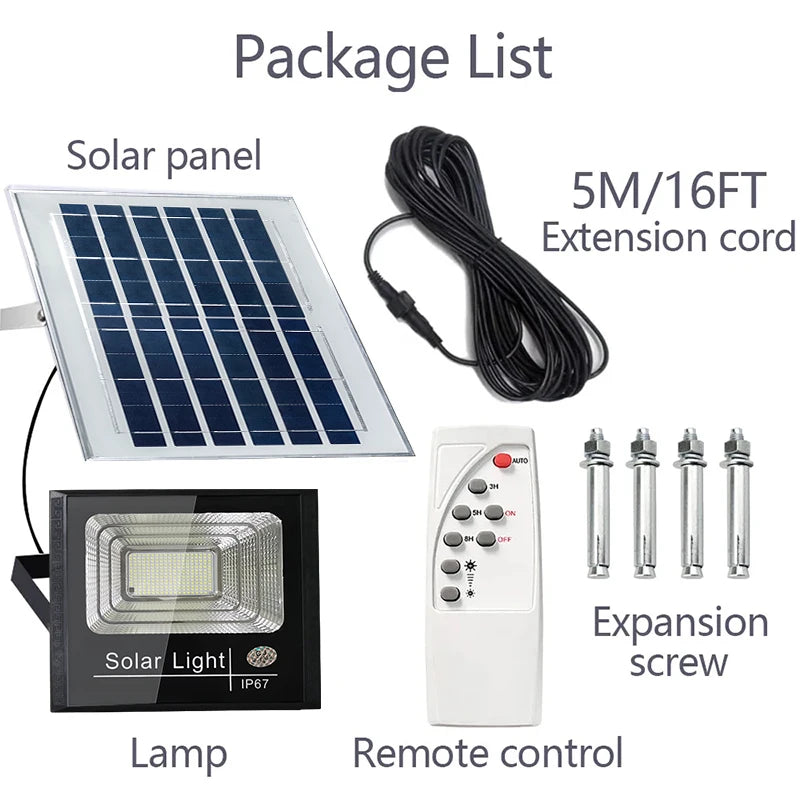 Outdoor Solar Flood Light Patio Light Garage Light with Remote Control Indicator Light IP67 For Outdoor Patio Garden Billboards