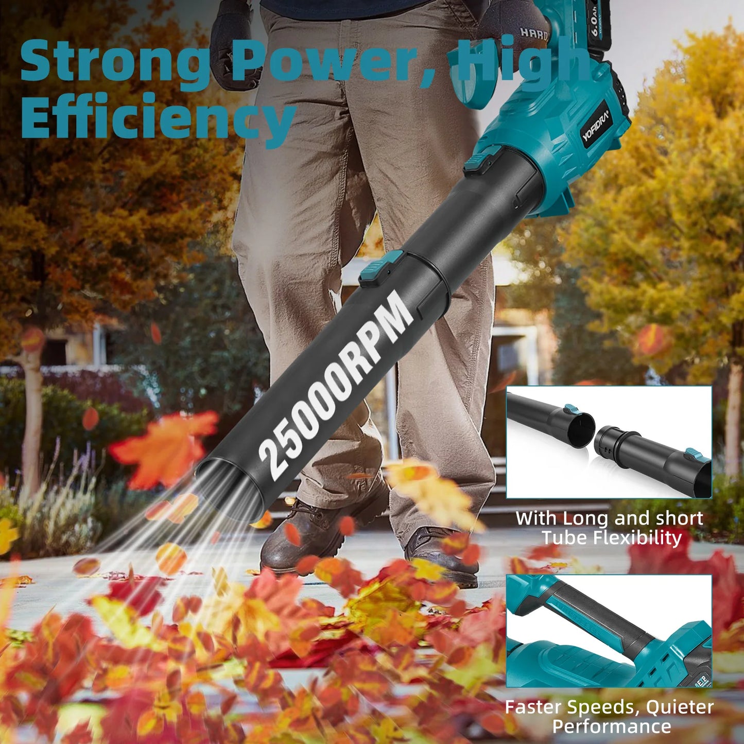 YOFIDRA 25000RPM Brushless Electric Blower High Powerful Garden Leaf Dust Blowing Snow Cleaning Tool For Makita Battery Pin