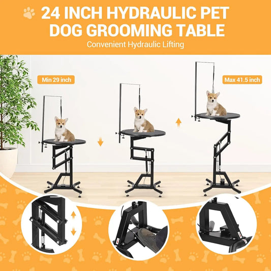 HiMISS Hydraulic Dog Grooming Table Rotating Adjustable Arm Non Slip