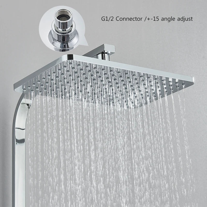 3/4-way Shower Faucet Rainfall Shower Hot Cold Water Mixer Bidet Faucet Commodity Shelf For Bathroom Shower Mixer Chrome Black