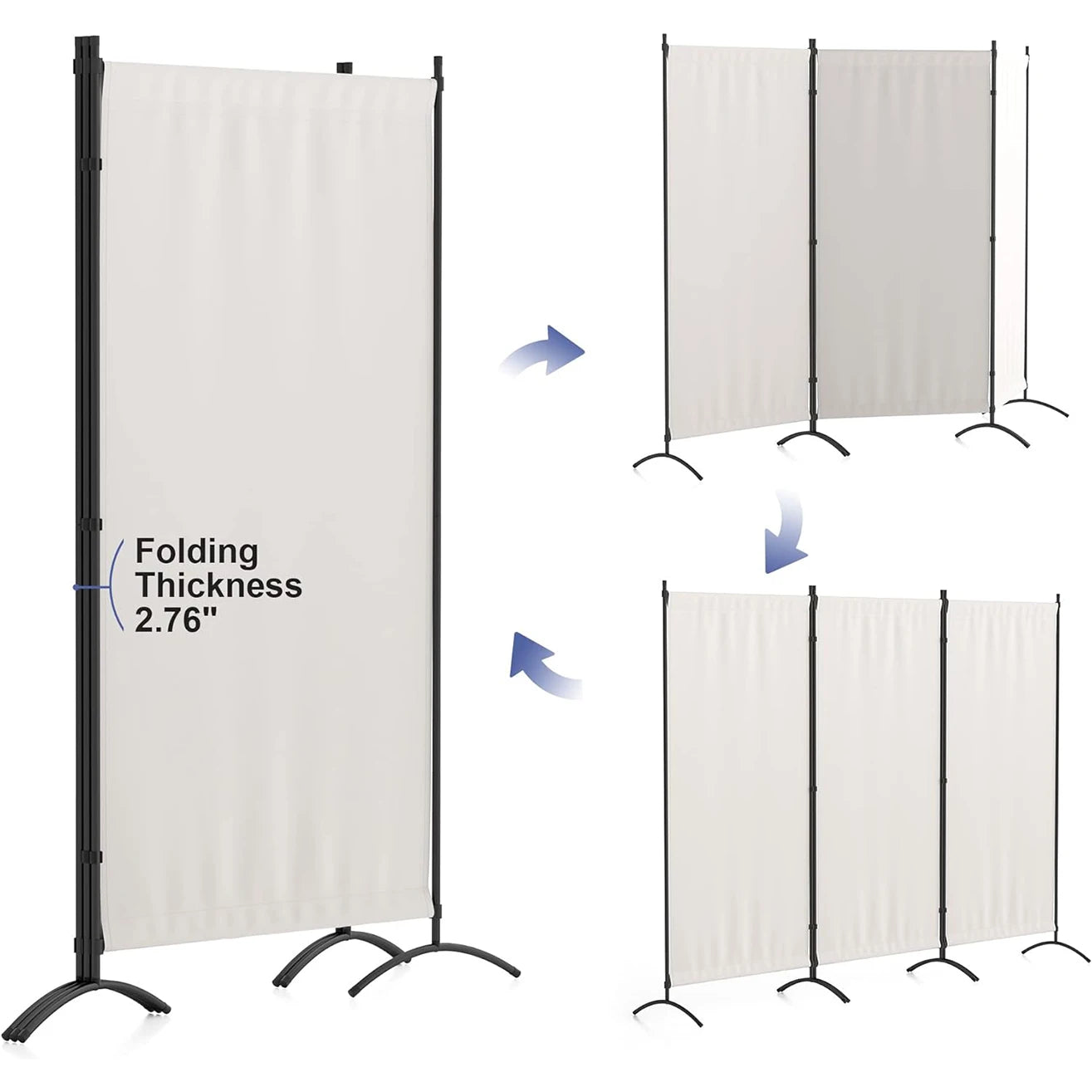 Room Divider, 99’‘W Folding Privacy Screens, 3 Panel Partitions Dividers, Portable Separating for Home Office Bedroom Dorm Decor