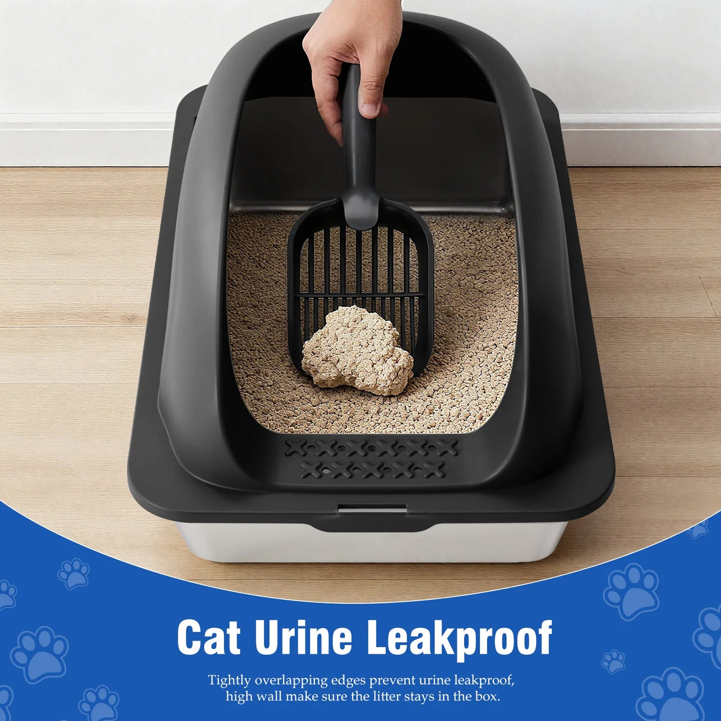 Stainless Steel Cat Litter Box With Lid Anti Urine Leakage