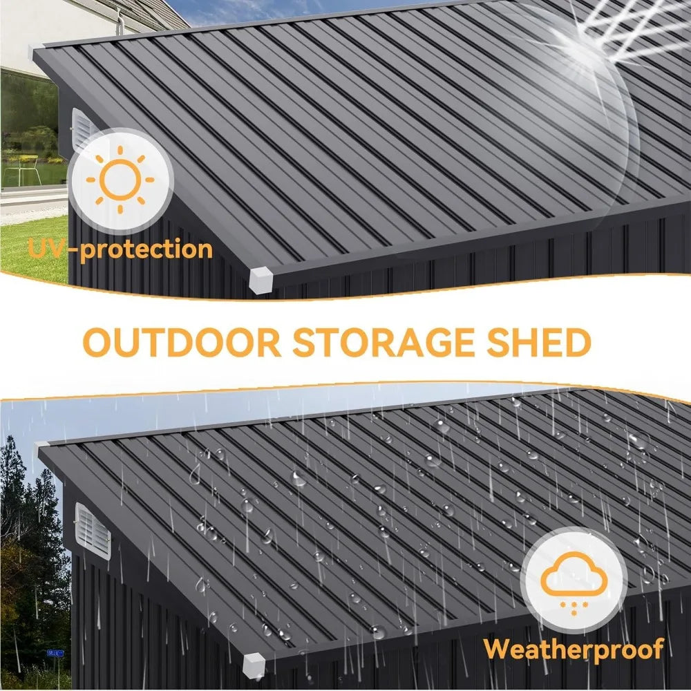 Metal Outdoor Storage Shed Lockable Triple Door Sloping Roof Tool Bike Garden Patio Yard, Custom