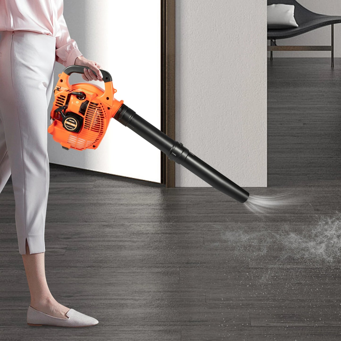 25.4CC 2-Stroke Handheld Gas Blower 7000RPM High-Speed with 4.59FT³/H Airflow 360° Protective Mesh for Yard Leaf Clean