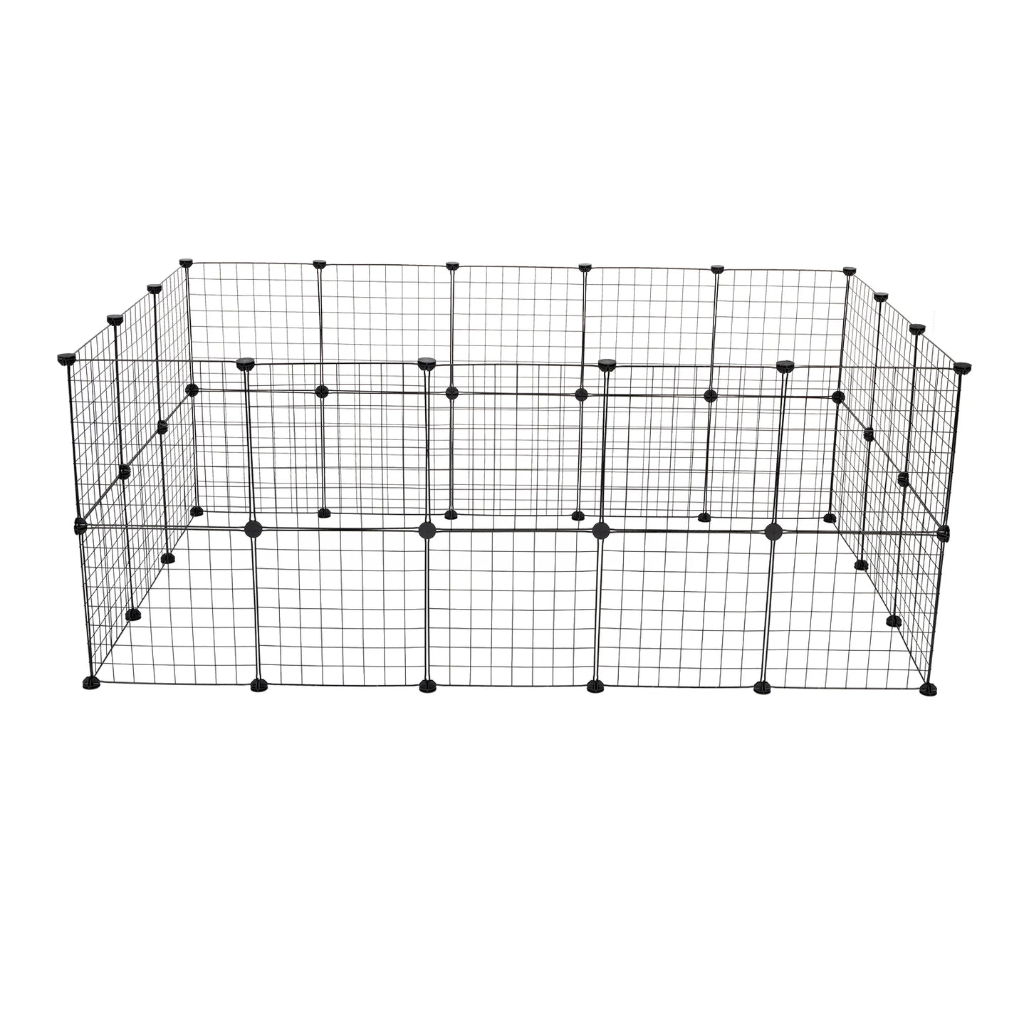 Pet Playpen: 24pcs (8pcs Free) Portable Metal Wire Fence for Guinea Pigs, Rabbits - Indoor Small Animal Cage/Tent (Black)