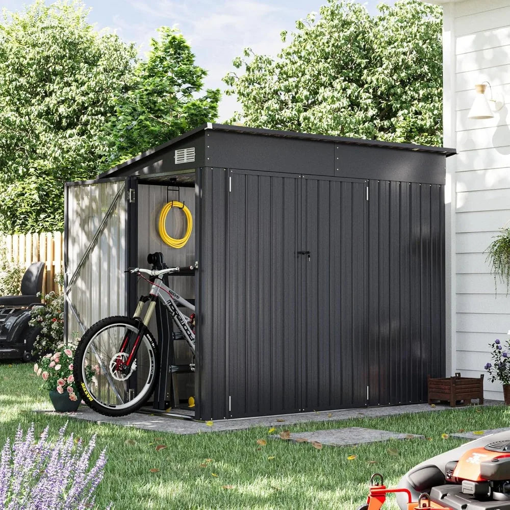 Metal Outdoor Storage Shed Lockable Triple Door Sloping Roof Tool Bike Garden Patio Yard, Custom
