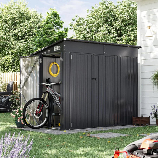 Metal Outdoor Storage Shed Lockable Triple Door Sloping Roof Tool Bike Garden Patio Yard, Custom