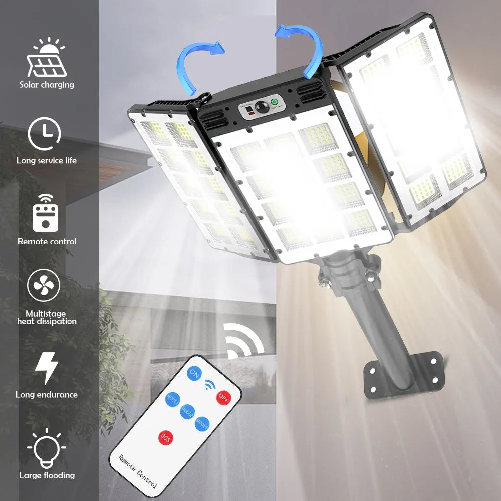 LED 800LED Solar Motion Sensor Flood Lights IP66 Remote Control