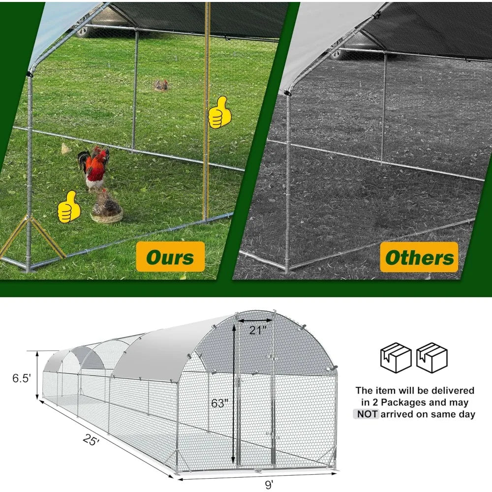 Large Metal Chicken Coop ,Chicken Pen with Water-Resident and Anti-UV Cover, Outdoor Duck Rabbit House