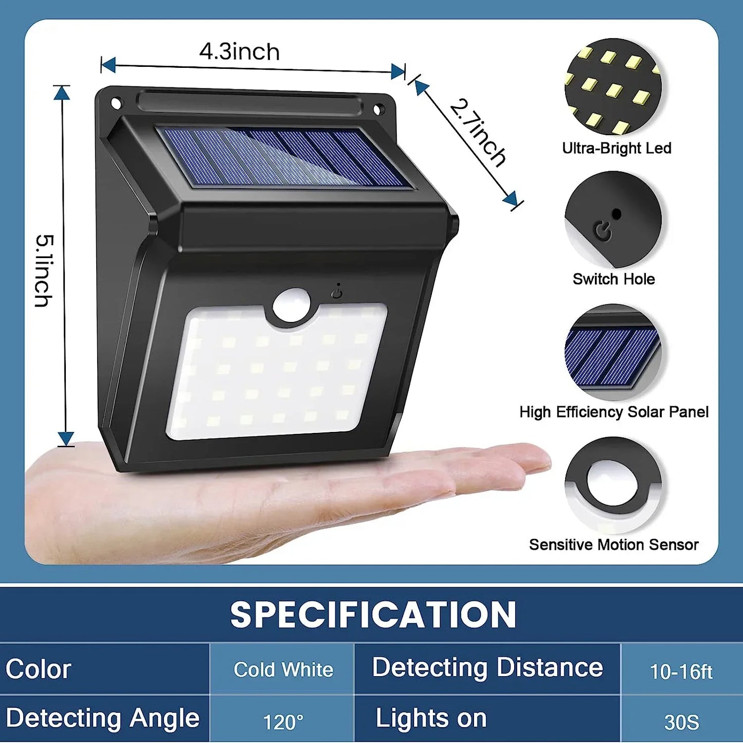 SZRSTH Solar Outdoor Lights 4 Pack Motion Sensor LED For Garden