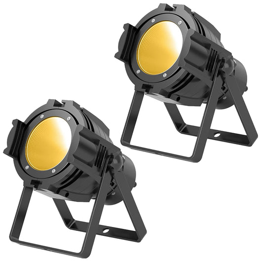 U'King 2PCS 80W Direct Broadcast Par Light Normal White+Warm White COB Wedding Performance Film Live Fill Light Stage Light