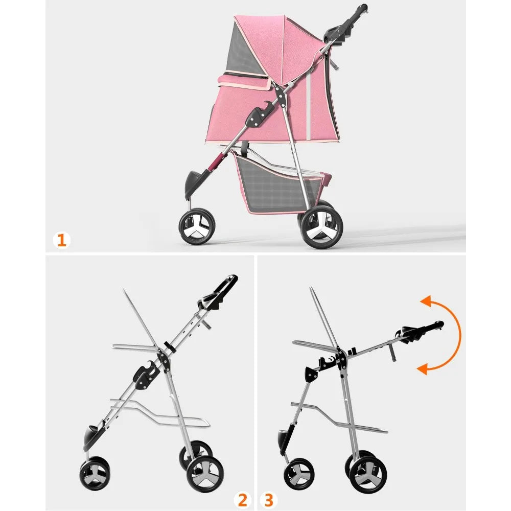 Pet Stroller For Small And Medium Pets Foldable Carrier