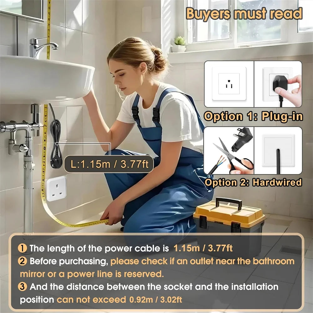 28x36 inch LED Bathroom Mirror Vanity Mirrors with Backlit Lights Fogless Makeup Mirror Wall Mounted with Demister Dimmable