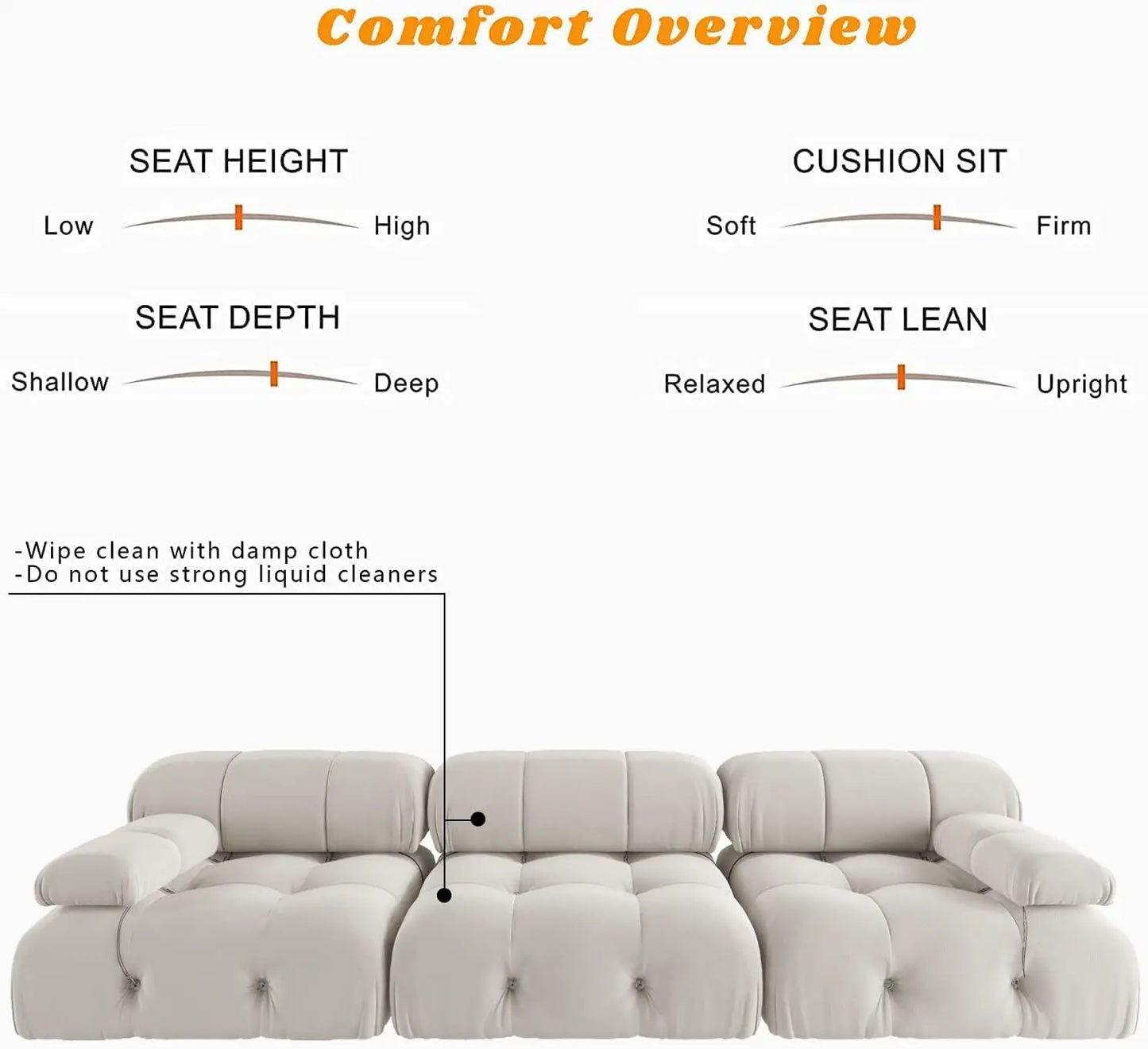 Sdorens Minimalist Velvet Modular Sectional Sofa 3 Seats