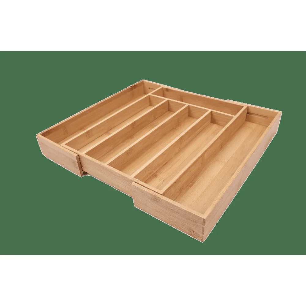 Expandable Bamboo Silverware Organizer Adjustable Cutlery Tray Kitchen Drawer Storage Utensil Holder Durable Water-resistant 5-7