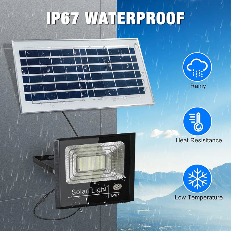 Outdoor Solar Flood Light Patio Light Garage Light with Remote Control Indicator Light IP67 For Outdoor Patio Garden Billboards