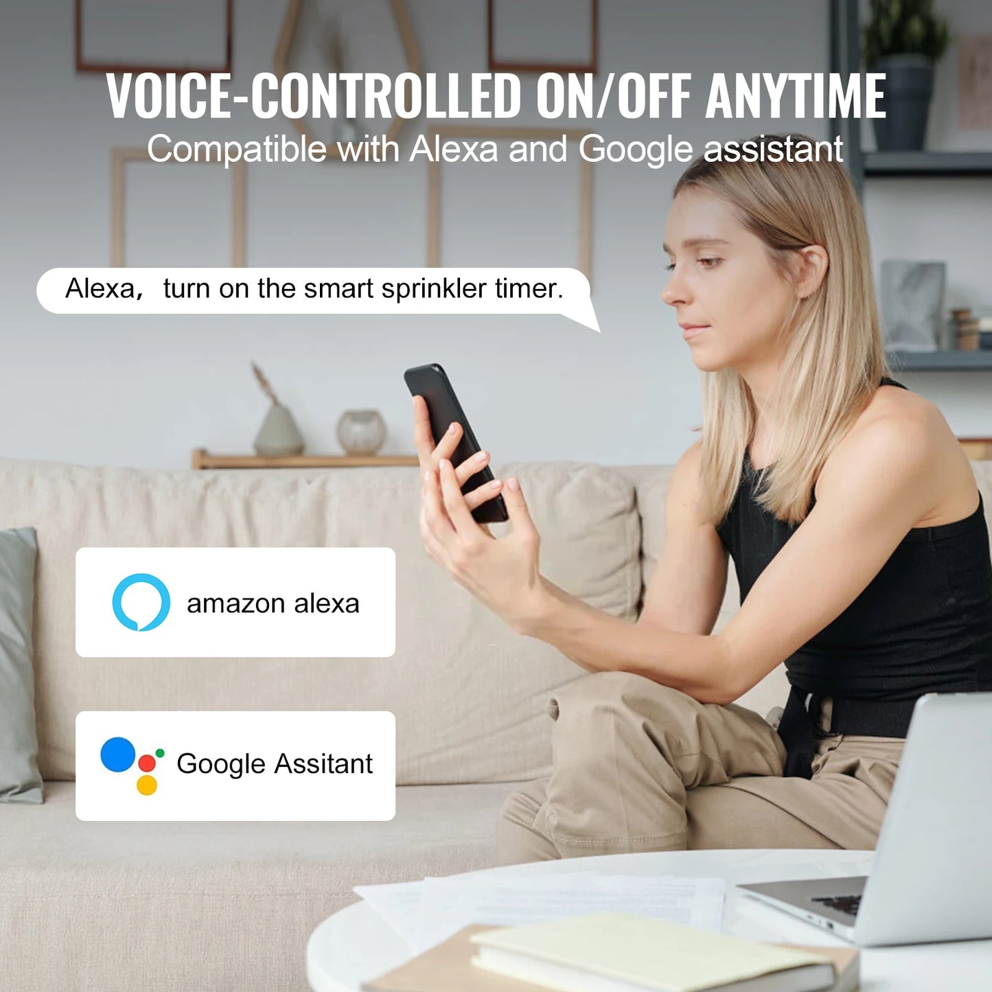 SucceBuy WiFi Sprinkler Timer Single/ Two Outlet Smart Hose Faucet Water Timer APP Control/ Voice Control IPX6 for Yard Watering