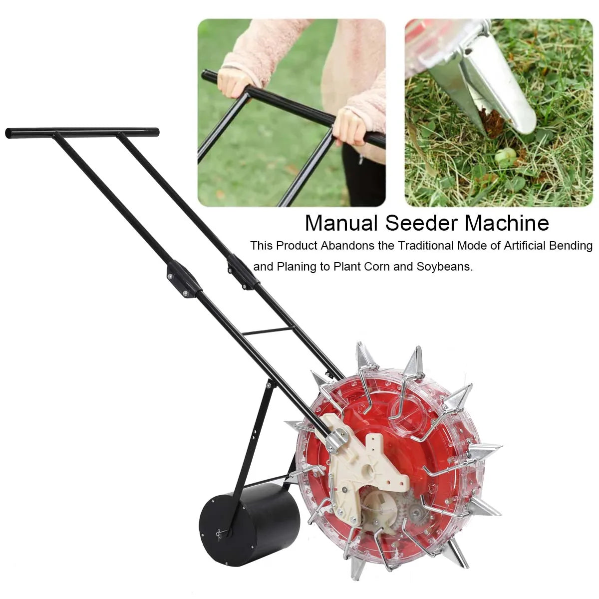 Manual Seeder Roller Hand-Push Garden Seeder Row Planter Corn Planter for Soy Peanut Cotton