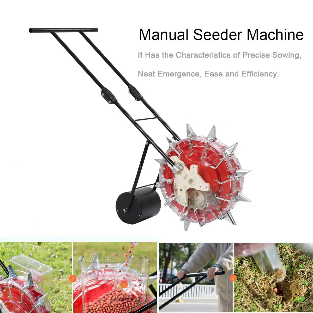 Manual Seeder Roller Hand-Push Garden Seeder Row Planter Corn Planter for Soy Peanut Cotton