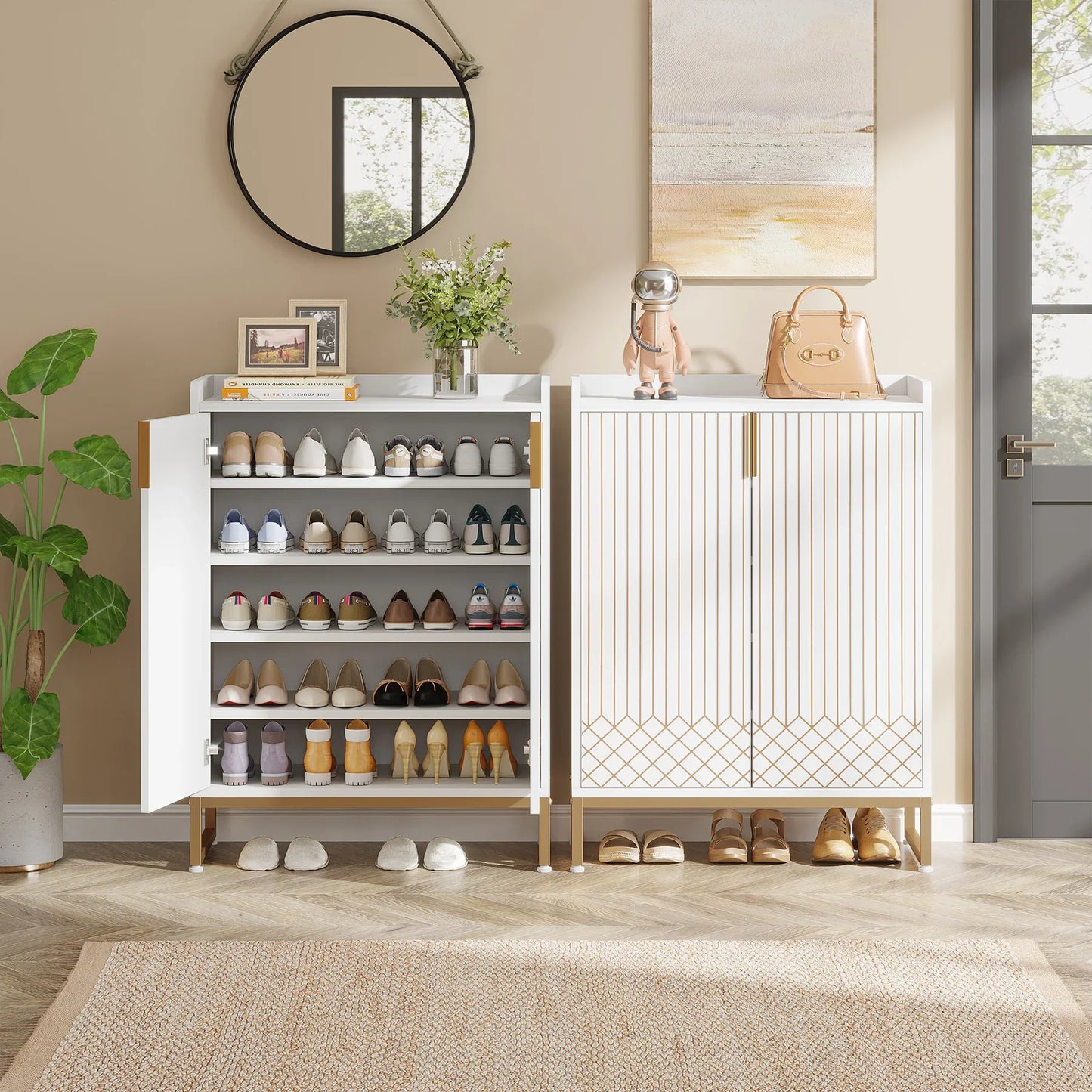 Tribesigns 5-Tier Shoe Cabinet With Doors For Bedroom Hallway