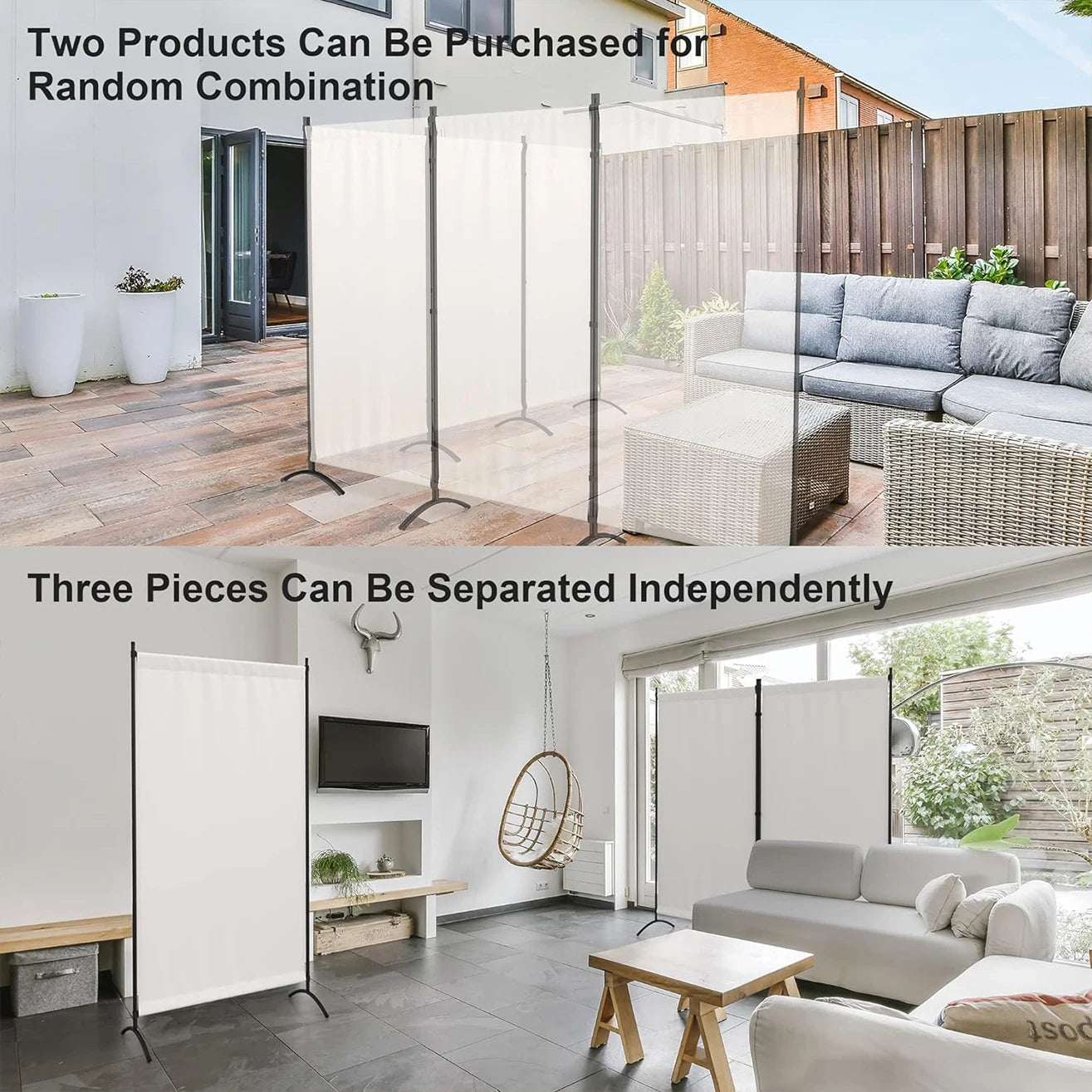 Room Divider, 99’‘W Folding Privacy Screens, 3 Panel Partitions Dividers, Portable Separating for Home Office Bedroom Dorm Decor