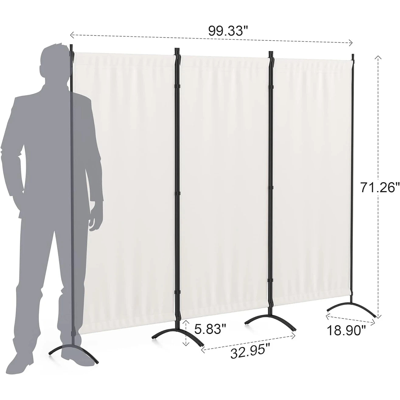 Room Divider, 99’‘W Folding Privacy Screens, 3 Panel Partitions Dividers, Portable Separating for Home Office Bedroom Dorm Decor