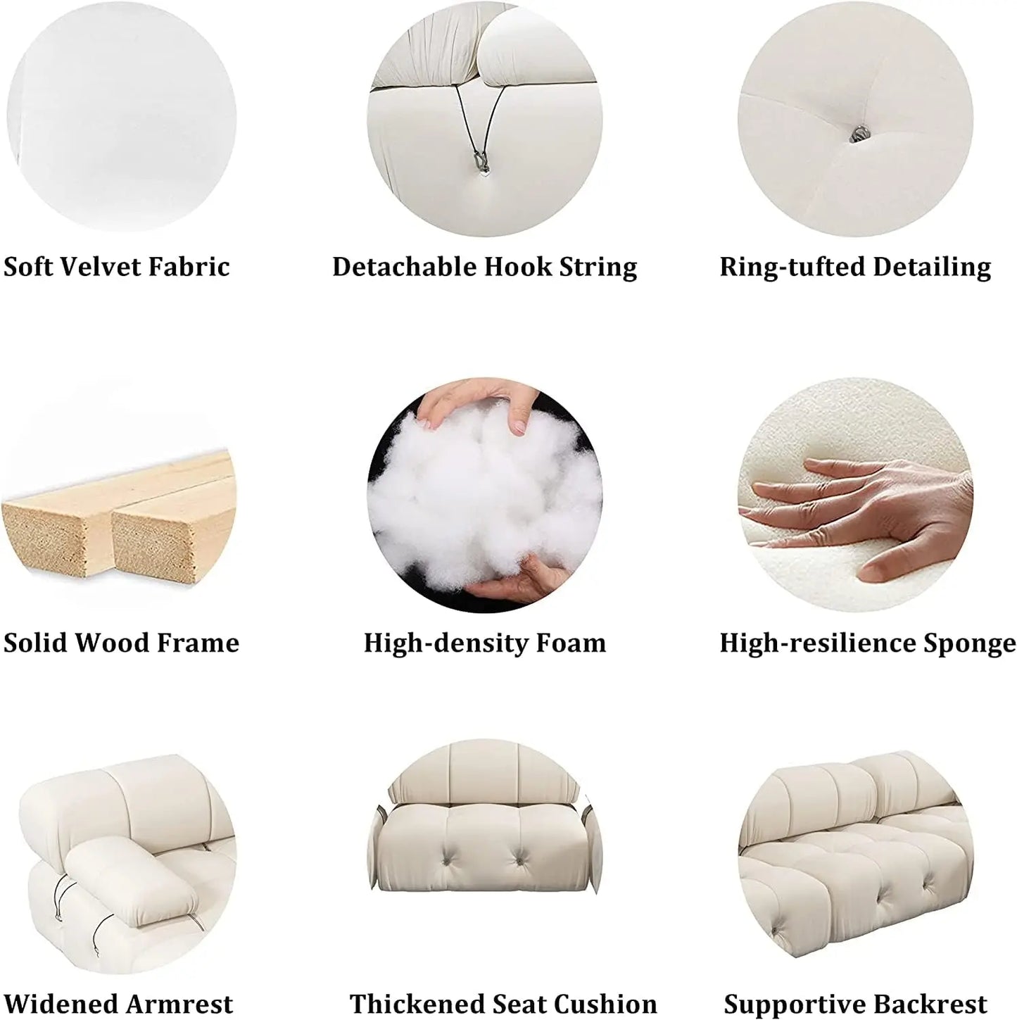 Sdorens Minimalist Velvet Modular Sectional Sofa 3 Seats