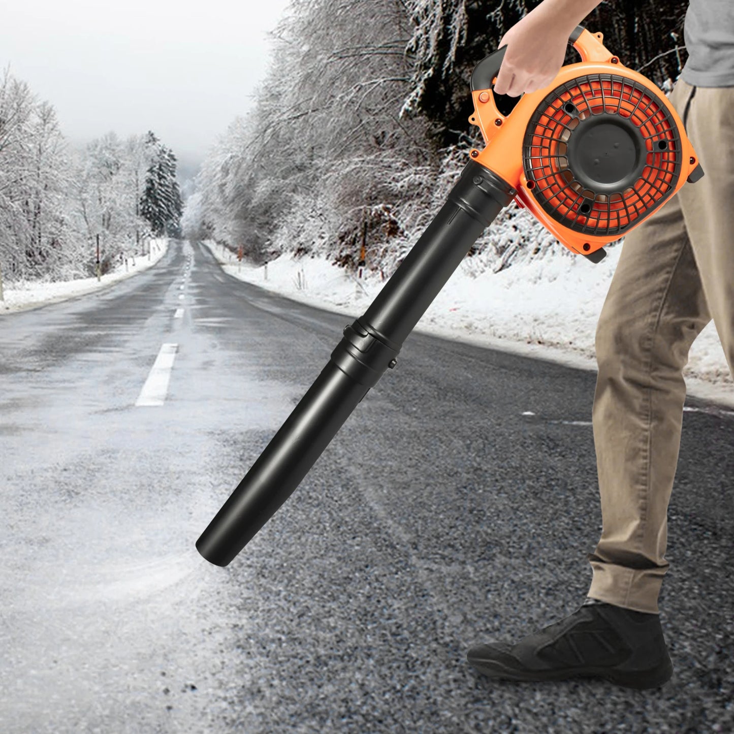 25.4CC 2-Stroke Handheld Gas Blower 7000RPM High-Speed with 4.59FT³/H Airflow 360° Protective Mesh for Yard Leaf Clean