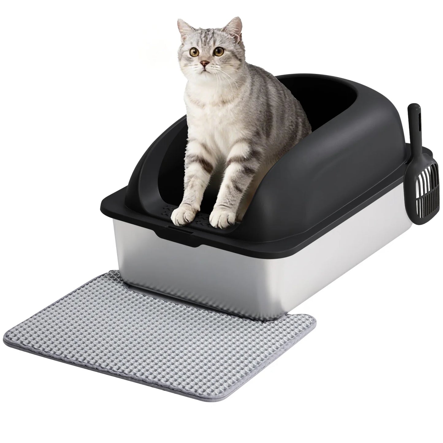Stainless Steel Cat Litter Box With Lid Anti Urine Leakage